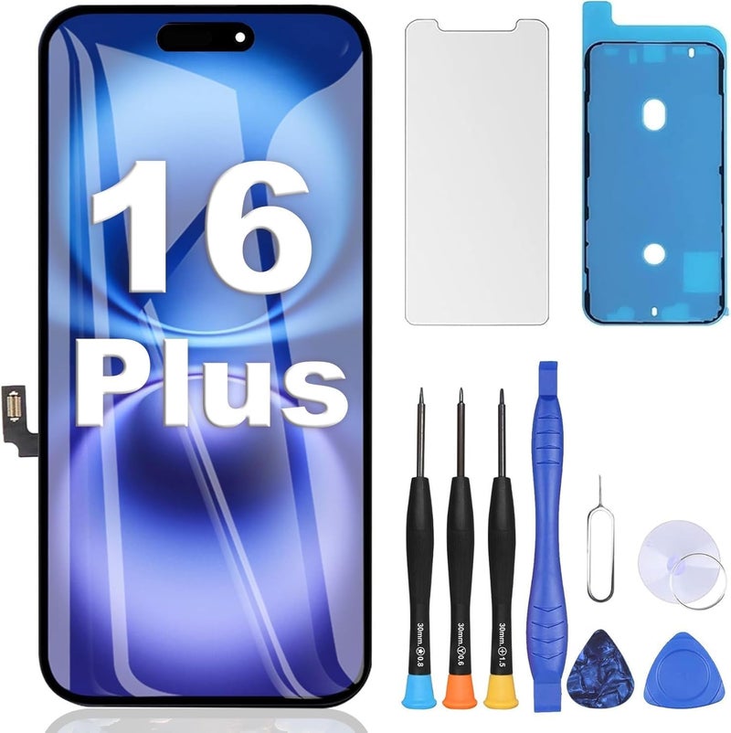 ZOETEC Screen Replacement for iPhone 16 Plus, 6.7 inches [Support Face ID] Full HD Retina Display 3D Touch Screen Digitizer Frame Assembly with Repair Tools Kit - Image 1